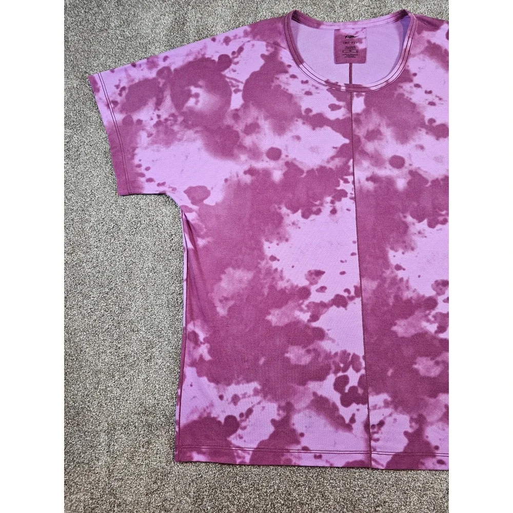 Nike Yoga Dri-FIT Tie Dye Purple Cloud Wash T-Shirt Womens XL Tall CZ9186-507